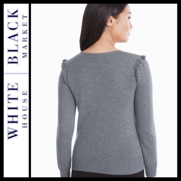 WHBM Cashmere Blend Ruffle “Loved” Sweater - Picture 2 of 6